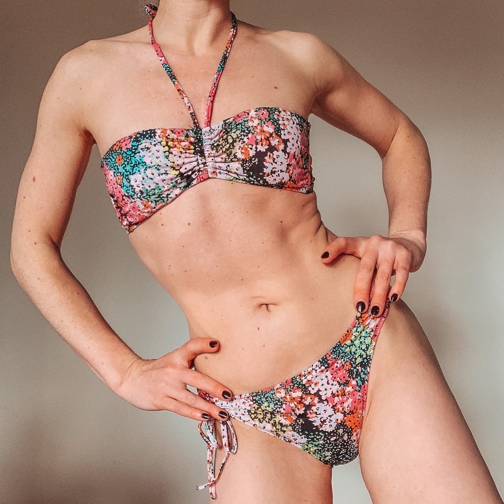 Floral two piece bikini, size 4/S